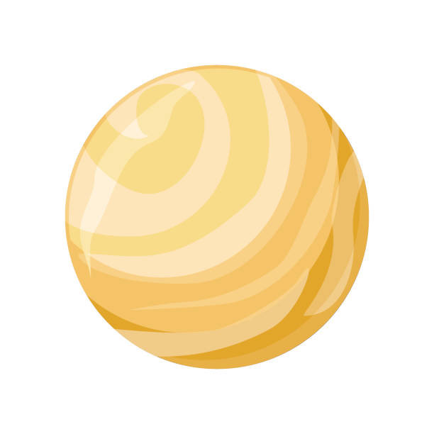 Planet Venus Icon Planet Venus icon. Element of solar system. Solar system. Isolated planet. Orange round planet. Isolated object in flat design on white background. Vector illustration. venus planet stock illustrations