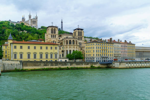 istock Saone river, with Saint-Jean cathedral, and Notre-Dame basilica, in Lyon 1154368123