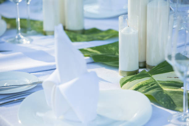 istock Wedding table decor. Beautiful Luxury Festive table arranging for wedding or party 1154368475