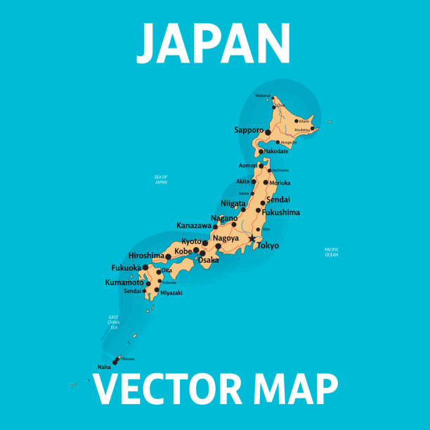 Vector map of Japan with cities and roads on separate layers Vector map of Japan with cities and roads on separate layers. Tokyo, Kyoto, Osaka japan map fukushima prefecture cartography stock illustrations