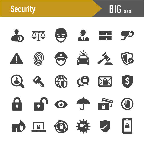 kumpulan ikon keamanan - seri besar - pencuri ilustrasi stok