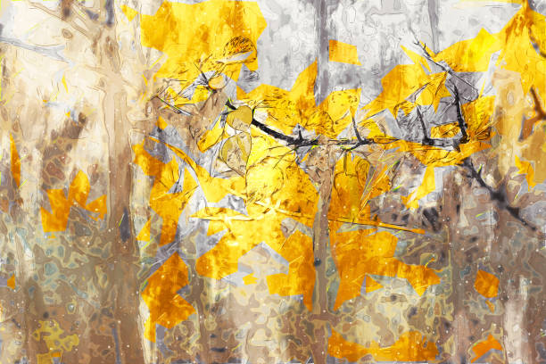 istock Abstract digital painting of trees in autumn 1154372203