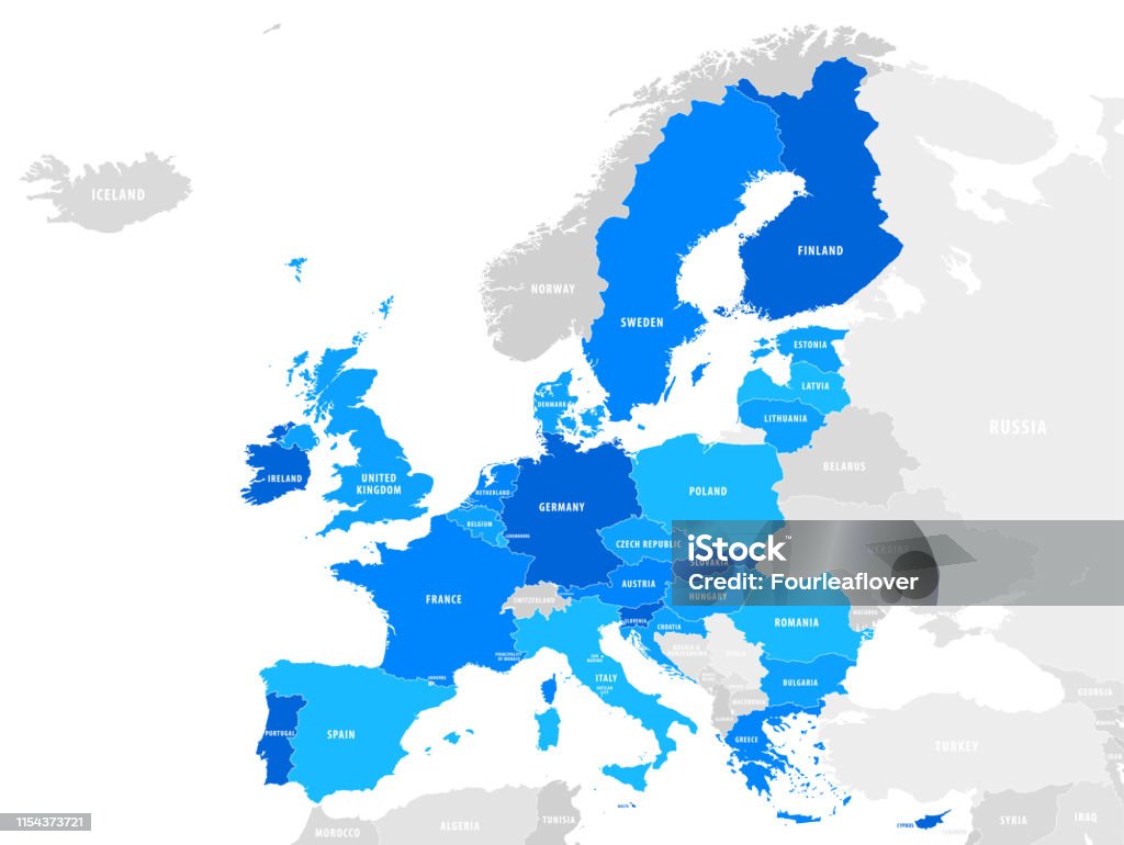 유럽 연합 (EU)의 벡터 지도 - 로열티 프리 지도 벡터 아트