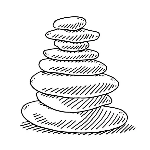 Vector illustration of Stack Of Zen Stones Drawing