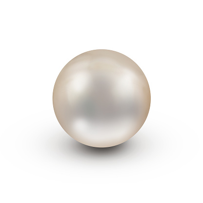 Reluciente hermosa perla nacarado natural blanco aislado en fondo blanco-sombra paralela photo