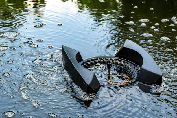 istock Skimmer collects leaves, dirt and other foreign objects from surface of water. 1154384448