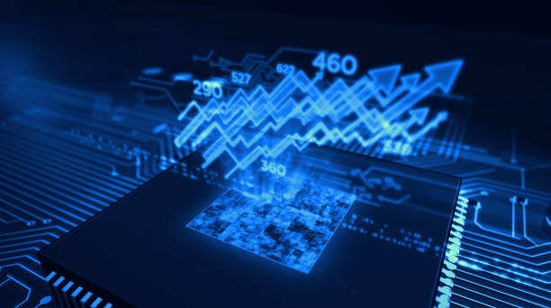 istock CPU on board with stock chart hologram 1154386382