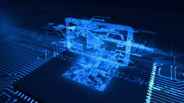 istock CPU on board with digital media hologram 1154386656