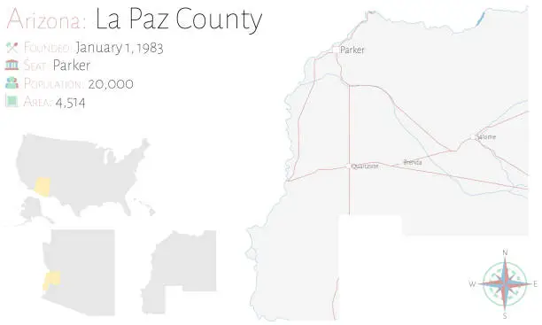 Vector illustration of Map of La Paz County in Arizona