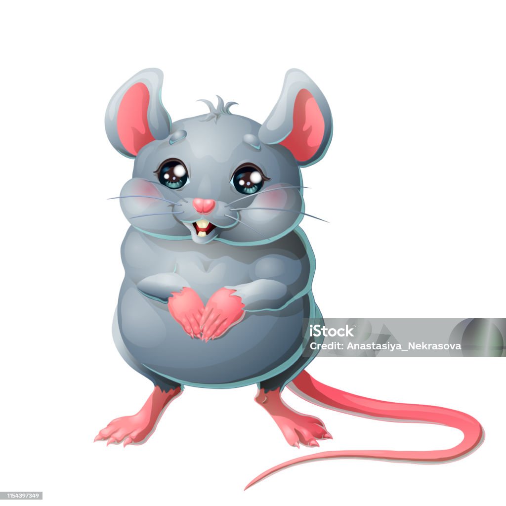 Con Chuột Xám Dễ Thương Trên Nền Trắng Hình minh họa Sẵn có - Tải ...
