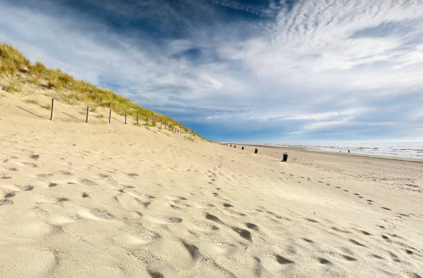 istock sand beach and blue sky by North sea, Netherlands 1154398154