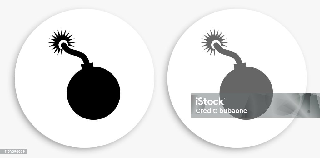 Cannon Ball Black and White Round Icon Cannon Ball Black and White Round Icon. This 100% royalty free vector illustration is featuring a round button with a drop shadow and the main icon is depicted in black and in grey for a roll-over effect. Black And White stock vector