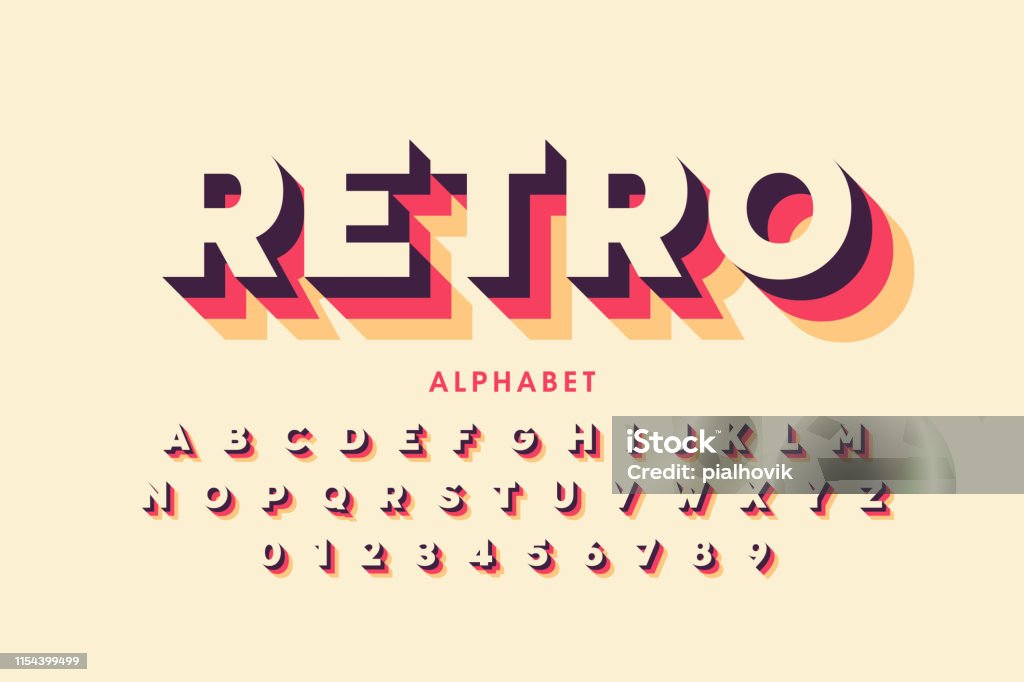 Retro stil font design - Royaltyfri Retrostil vektorgrafik