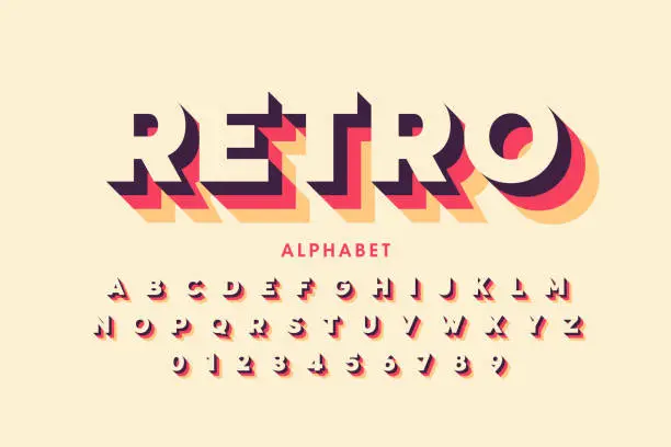 Vector illustration of Retro style font design