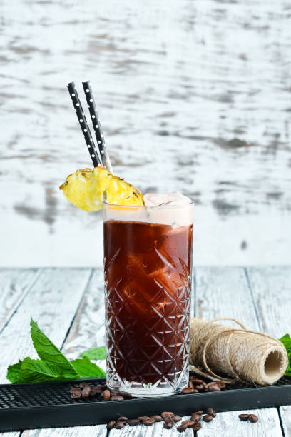 istock Cuba Libre or long island iced tea cocktail with strong drinks 1154410915