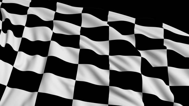 istock 3D rendering of checkered flag. The fabric develops smoothly in the wind 1154425005