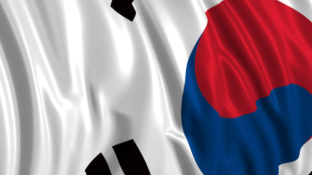 istock 3d rendering of a south Korean flag. The flag develops smoothly in the wind 1154425058