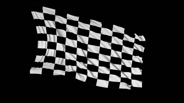 istock 3D rendering of checkered flag. The fabric develops smoothly in the wind 1154425155