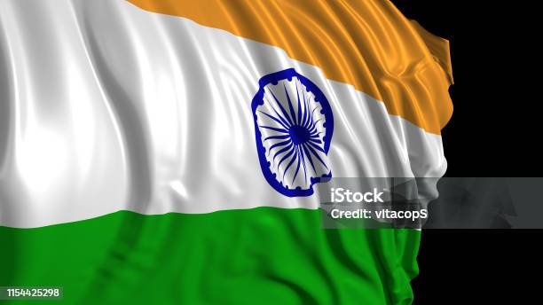 3d Rendering Of An Indian Flag The Flag Develops Smoothly In The Wind Stock  Photo - Download Image Now - iStock