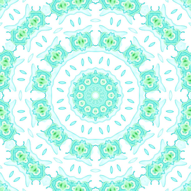 Pastel Teal Mint Green Light Blue Pattern Seamless Abstract Spring Summer Ornament Background Computer Graphic Digitally Generated Image Fine Fractal Art