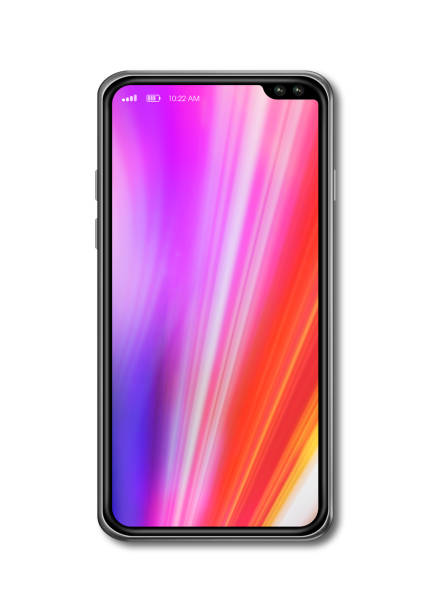 istock All-screen colorful smartphone mockup isolated on white. 3D render 1154428244