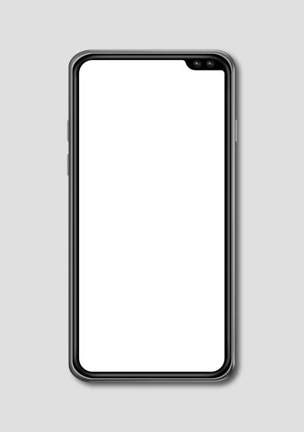 istock All-screen blank smartphone mockup isolated on grey. 3D render 1154429293