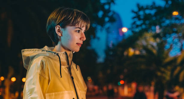 istock Young girl in Barcelona at twilight 1154430451