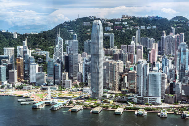 istock Hong Kong Victoria Harbor from Air 1154430673