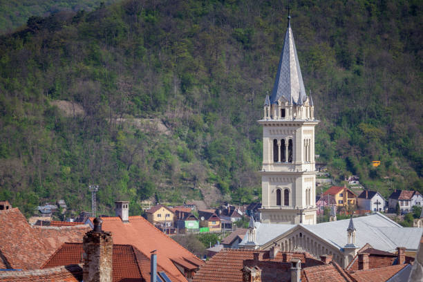 st. joseph church in sighisoara - sighisoara romania sunlight day imagens e fotografias de stock