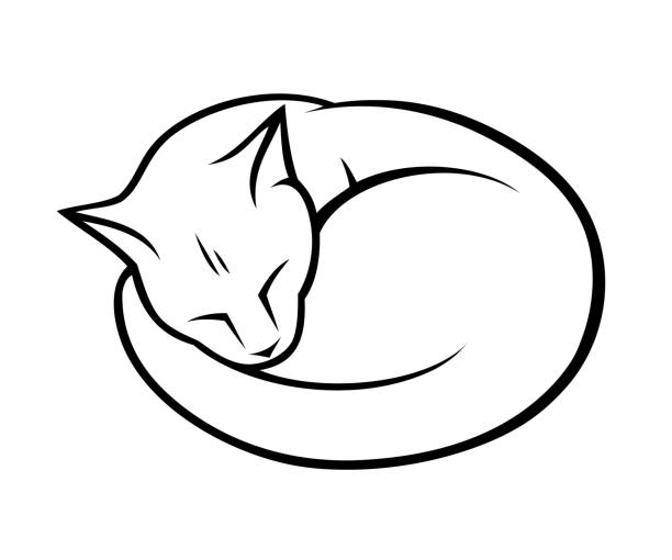 Sleepy cat - vector illustration Sleepy cat napping illustrations stock illustrations