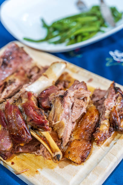 istock Cooked Shoulder of lamb cut slices 1154433198