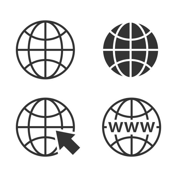 web concept globe icon set und website icon. - www globe internet earth stock-grafiken, -clipart, -cartoons und -symbole