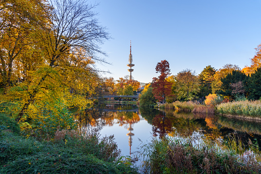 City park Planten un Blomen at autumn in Hamburg. Germany
