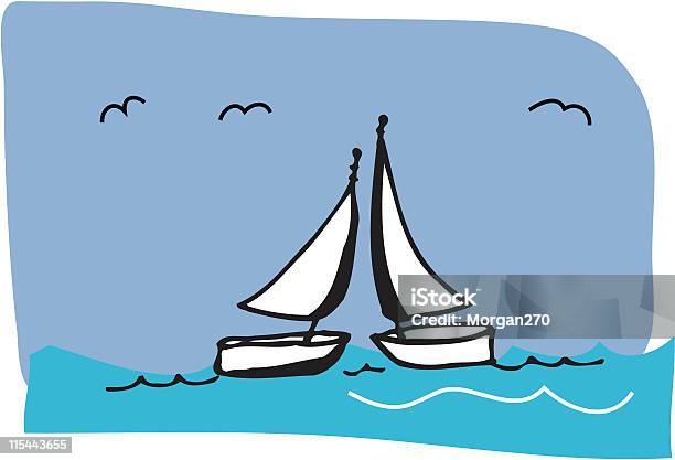 Deux Bateaux À Voileillustration Vecteurs libres de droits et plus d'images vectorielles de Amour - Amour, Bateau à voile, Ciel