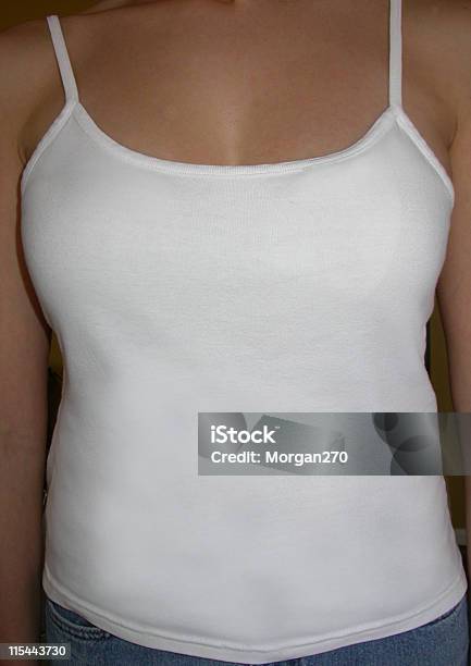 Female White Tank Top Stock Photo - Download Image Now - Strap, T-Shirt, Adult