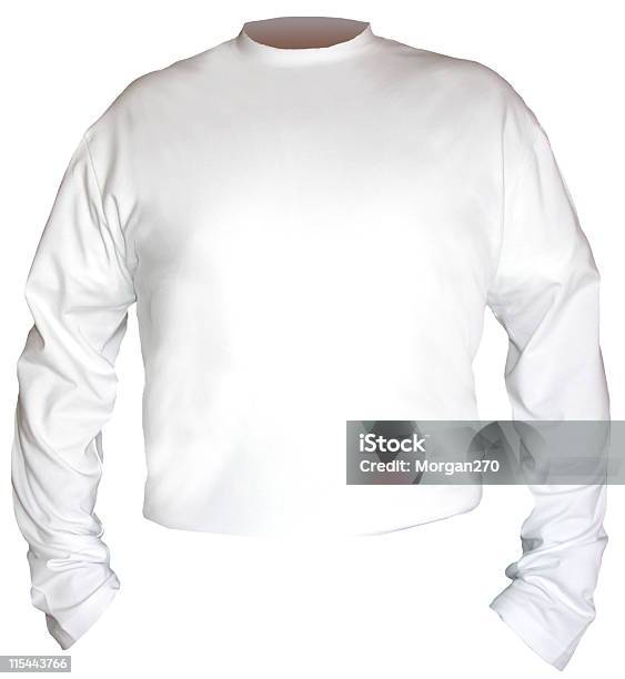 Longsleeve Shirt Weiß Stockfoto und mehr Bilder von Erwachsene Person - Erwachsene Person, Farbbild, Fotografie