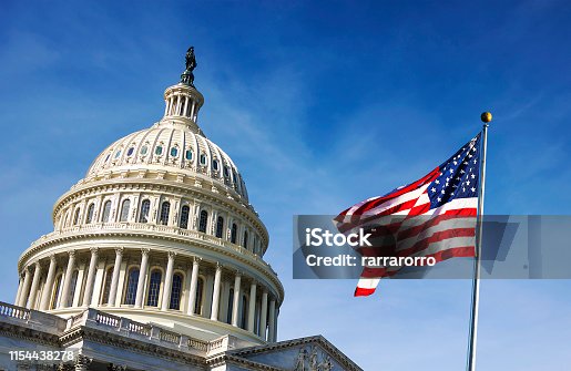 istock American flag waving with the Capitol Hill 1154438278