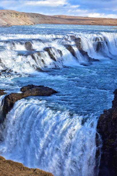 aguarela de gullfoss em islândia - gullfoss falls - fotografias e filmes do acervo