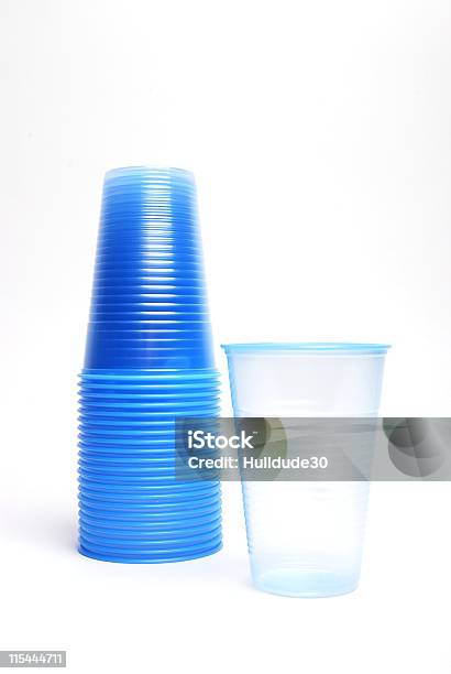 Blue Plastic Water Cups Stock Photo - Download Image Now - Blue