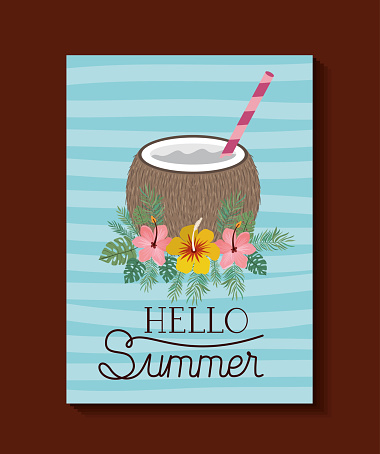 Hello summer and vacation design, Beach tropical relaxation outdoor nature tourism island and season theme Vector illustration