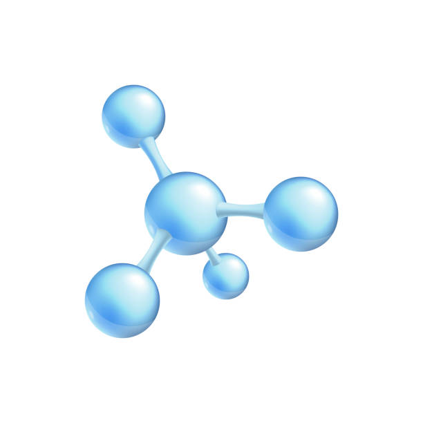 strukturchemische formel und 3d-modell eines moleküls mit vier atomen vektor. - moleküle stock-grafiken, -clipart, -cartoons und -symbole