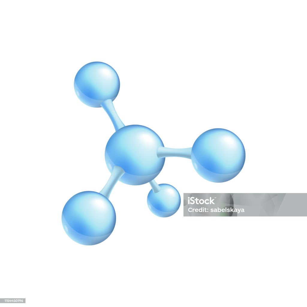 Structural chemical formula and 3d model of a molecule with four atoms vector. - Royalty-free Molécula arte vetorial