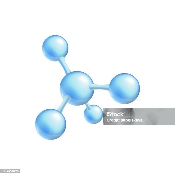 Structural Chemical Formula And 3d Model Of A Molecule With Four Atoms Vector - Arte vetorial de stock e mais imagens de Molécula