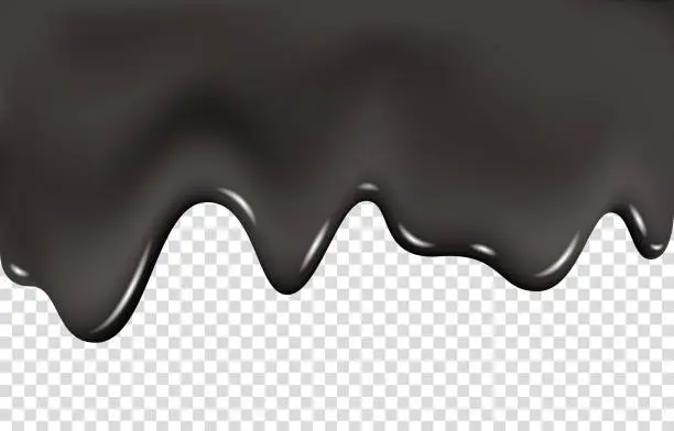 Vector illustration of Dripping black paint, ink or oil.