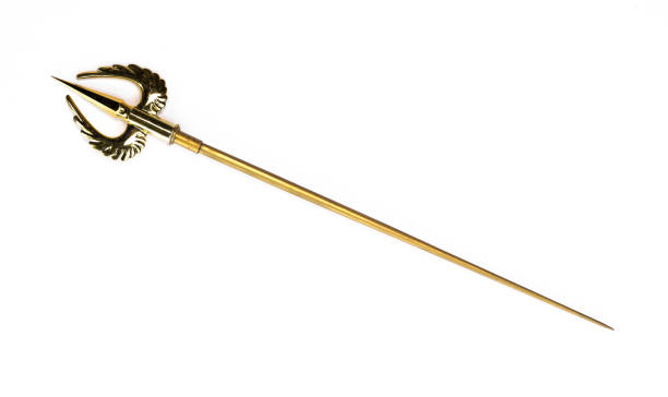 istock Golden Sea Trident of Neptune on a white background 1154456529