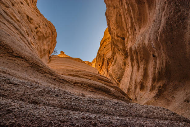 Gorgeous Morning Hike to the Tent Rocks in New Mexico stock photo
