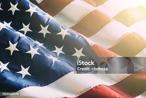istock Closeup ruffled American flag 1154460019
