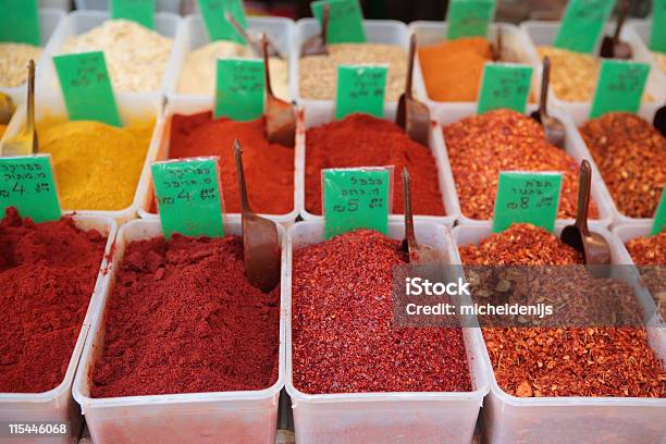 Street Market Spices Stock Photo - Download Image Now - Tel Aviv, Market - Retail Space, Carmel - California