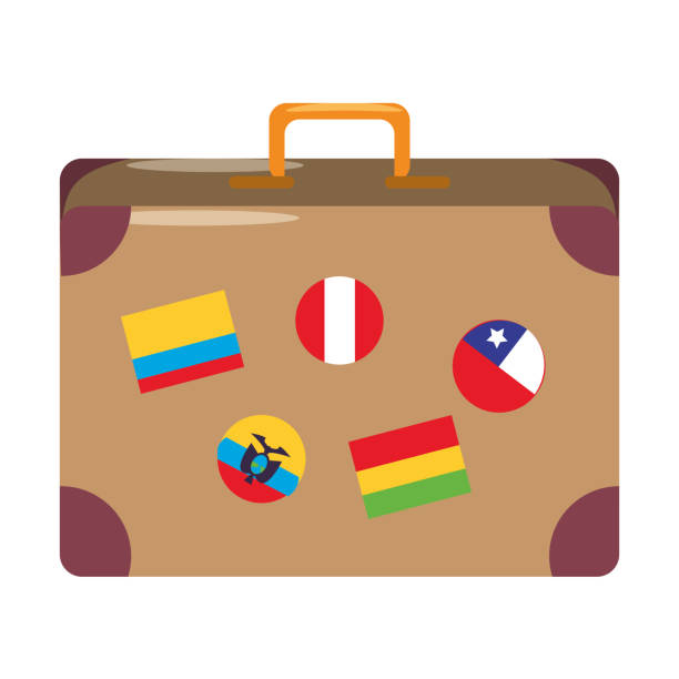 istock Travel suitcase with stamps cartoon isolated 1154461451