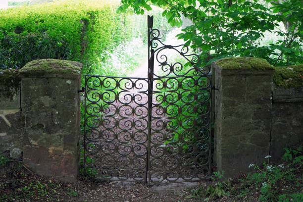 istock Ornate metal gate in the countryside 1154461497